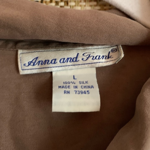 Anna and Frank Silk Blouse Top Short Sleeve Shirt 100% Silk Women’s Size L - Picture 2 of 3